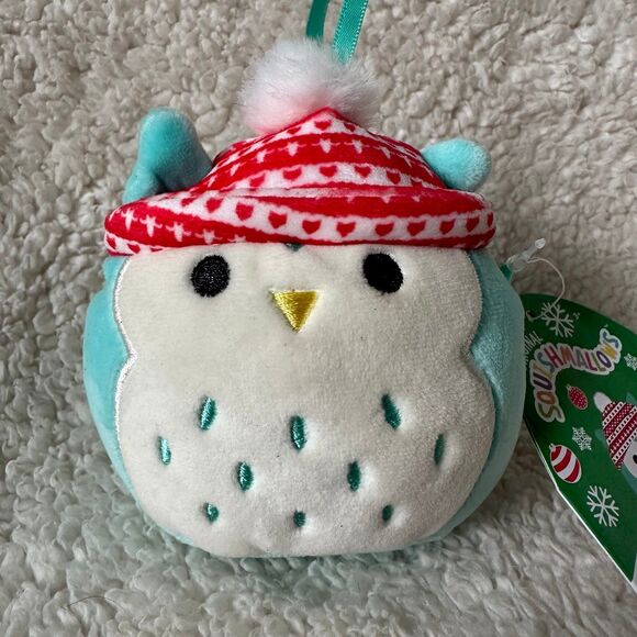 Kellytoy Squishmallows Winston Christmas 4” Ornament Blue Owl Plush Squishy Toy - Picture 2 of 6